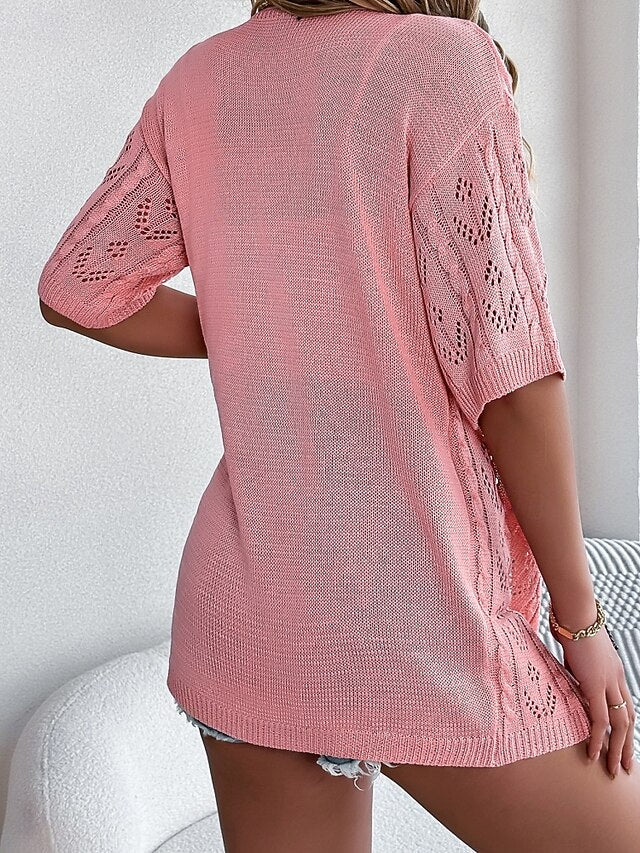 Women's Tunic Blouse Eyelet top Eyelet Plain Stylish