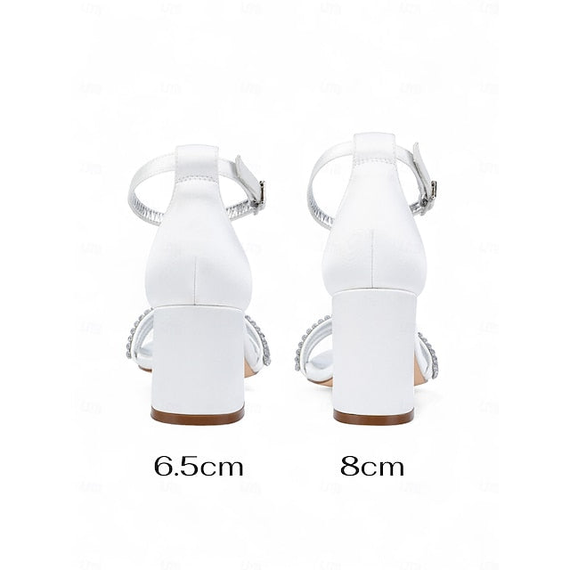 with Purple Satin Heel Women's Rhinestone Block Sandals