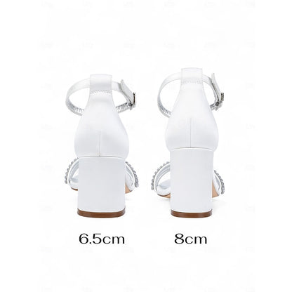 with Purple Satin Heel Women's Rhinestone Block Sandals