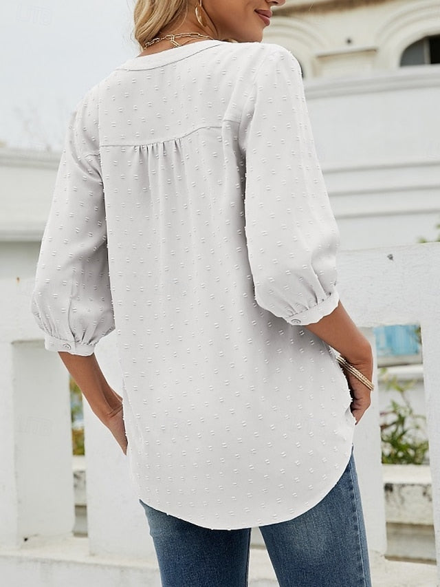 Women's Blouse Buttons Solid Color Elegant Stylish Casual