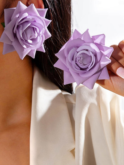 - Women's Drop Oversized Statement Flower Floral Earrings