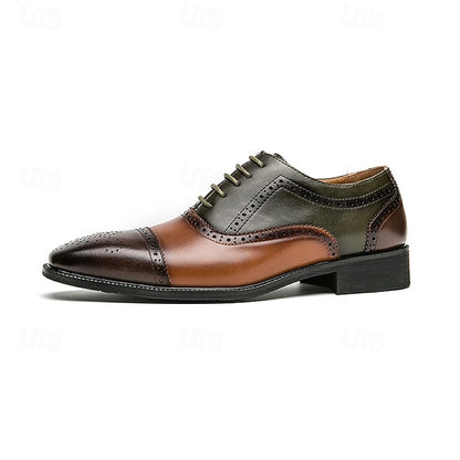 Shoes and Wingtip Leather Black – Faux Oxford Men's Brown