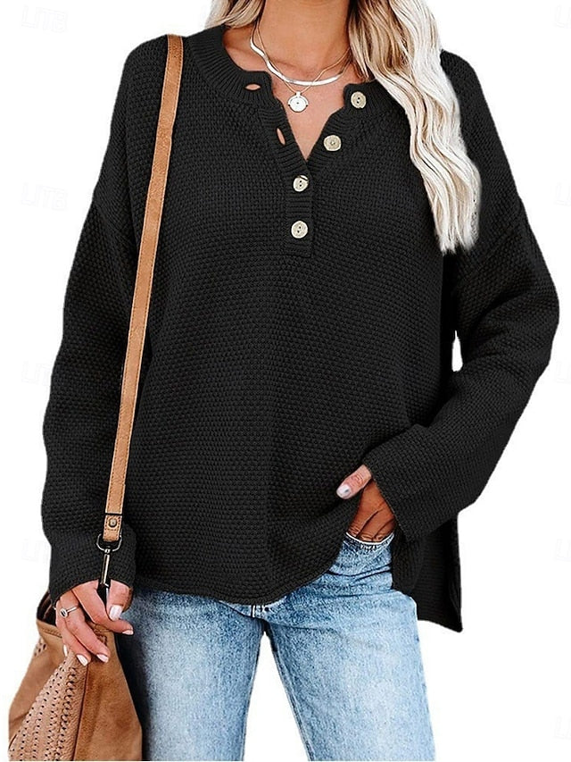 Women's Blouse Buttons Solid Color Tropical Casual Long