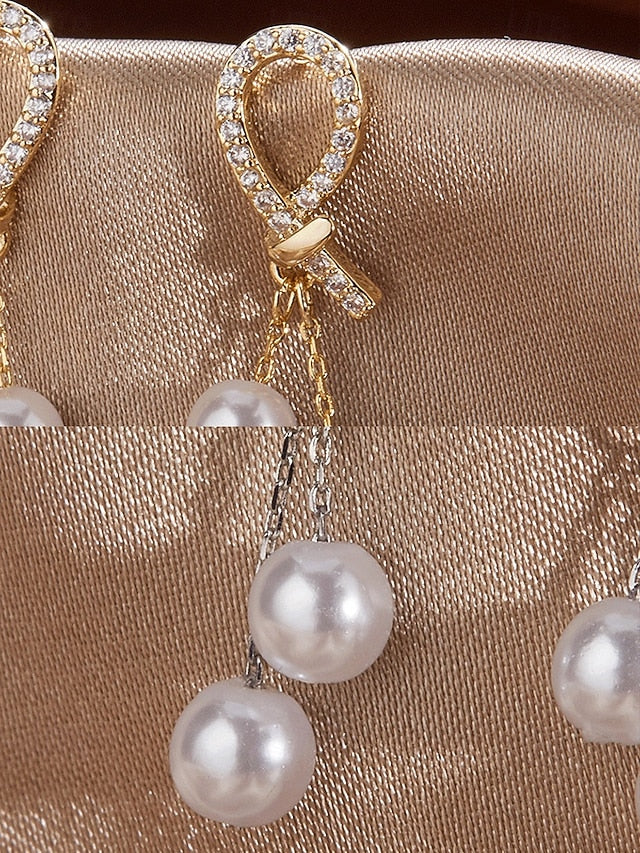 imitation with pearl Women's teardrop earrings rhinestone