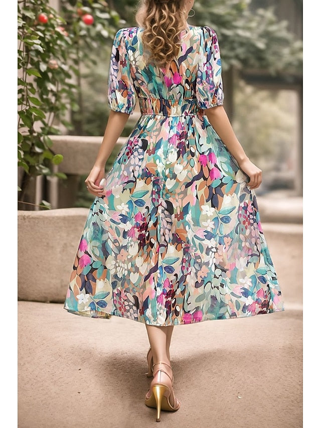 Women's Midi Dress Graduation Dress Floral Dress Fashion