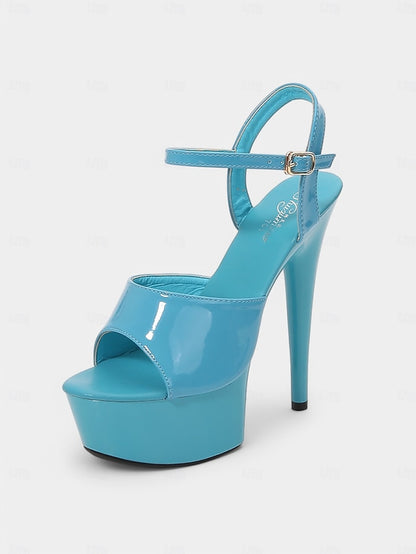 Women Platform for Sandals Toe Leather Red Patent Peep -