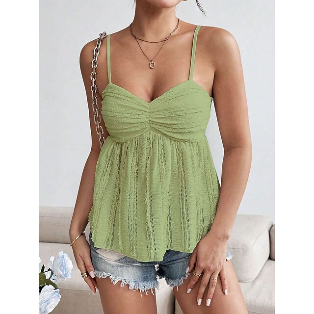 Women's Camisole Tank Top Ruched Solid Color Daily Stylish