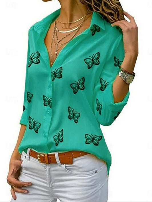Women's Shirt Blouse Patchwork Buttons Print Graphic