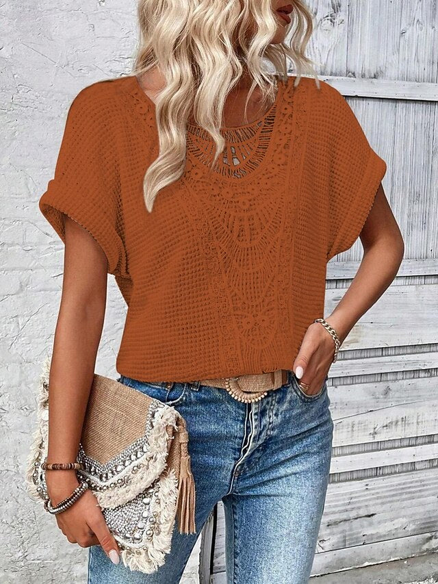 Women's Shirt Blouse Lace Tops Lace Plain Stylish Classic