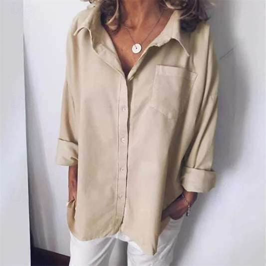 Women's Shirt Linen Shirt Faux Cotton Linen Plain Daily