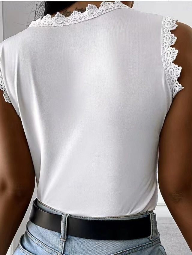 Women's Lace Tops Lace Patchwork Plain Elegant Fashion