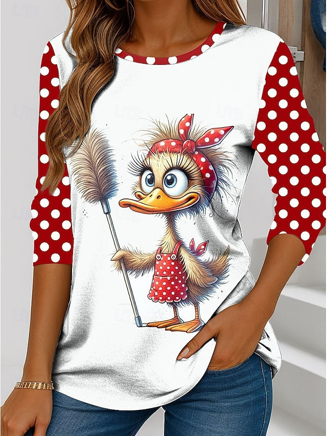 Women's T Shirt Print Graphic Cartoon Polka Dot Vintage