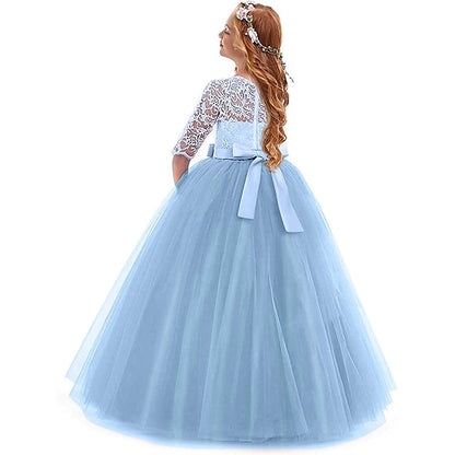 Kids Flower Prom Dress Girl Lace Years Princess 3-13