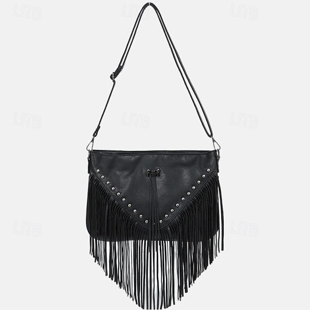 Crossbody Fringe Style Bohemian Bag with Leather Women's