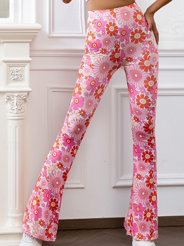 Women's Bell Bottom Slacks Fashion Boho Full Length Natural