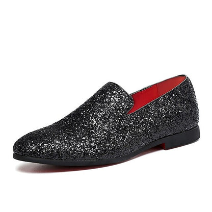 Slip-On Design with Silver and Loafers Glitter Men's
