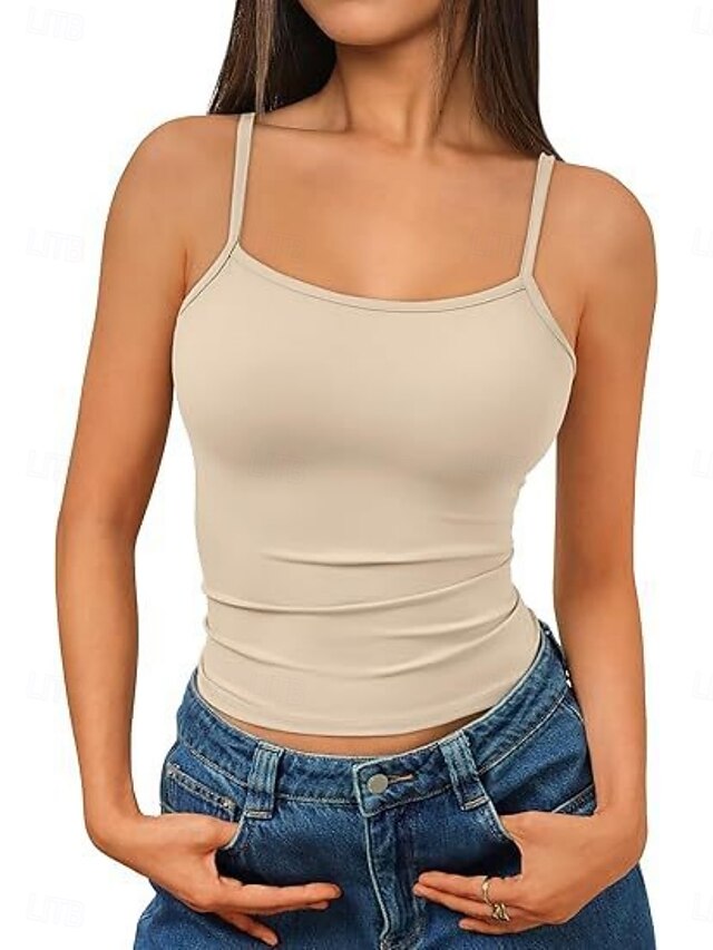 Women's Tank Top Sleeveless Shirt Tee Top Solid Color