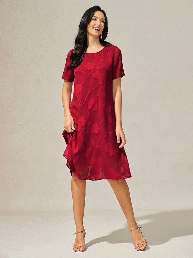 Women's Knee Length Dress Chiffon Dress Elegant Casual