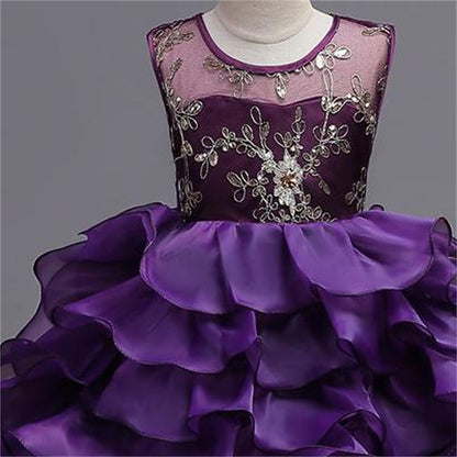 Girls' Summer 4-13 Wedding Party Floral Kids Ruffle Dress