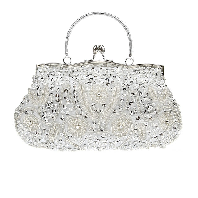 Beaded Evening White Clutch – Purse Vintage Women's