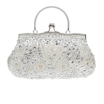 Beaded Evening White Clutch – Purse Vintage Women's