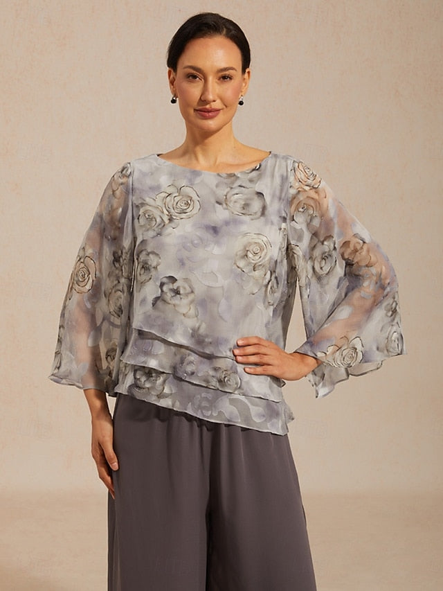Women's Blouse Chiffon Tops Lace Tops Lace up Layered