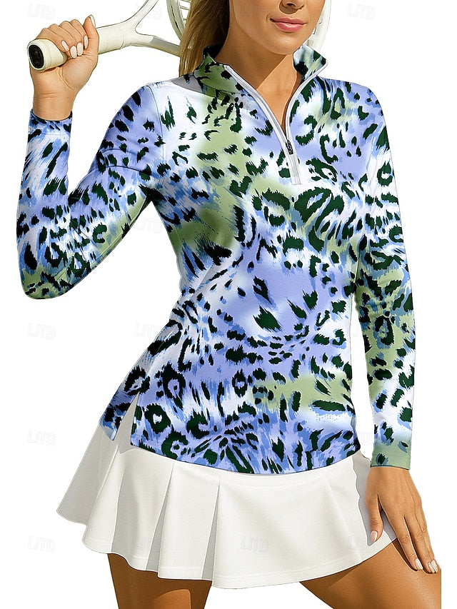 Women's Leopard Sport Shirt Golf Polo Shirt Tennis Shirt