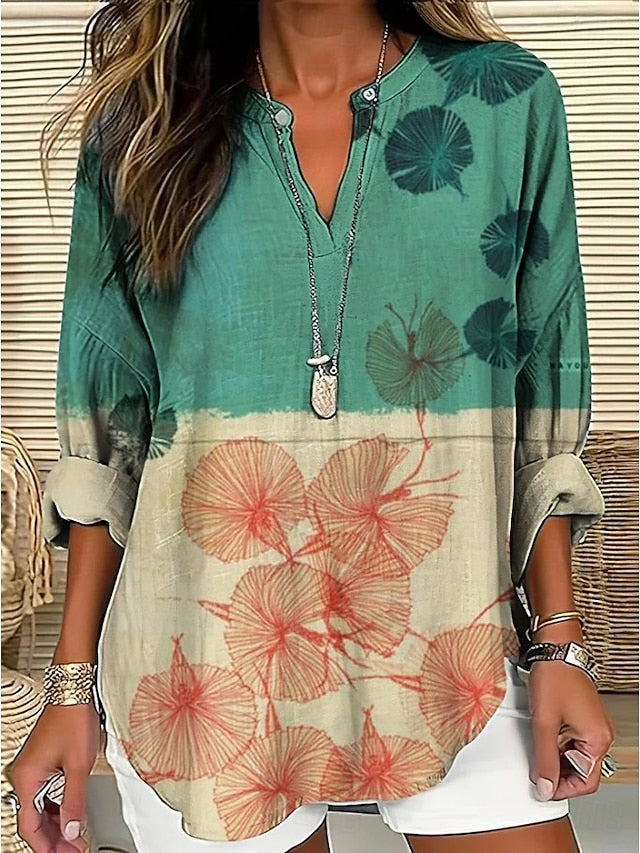 Women's Shirt Boho Shirt Blouse Print Floral Graphic