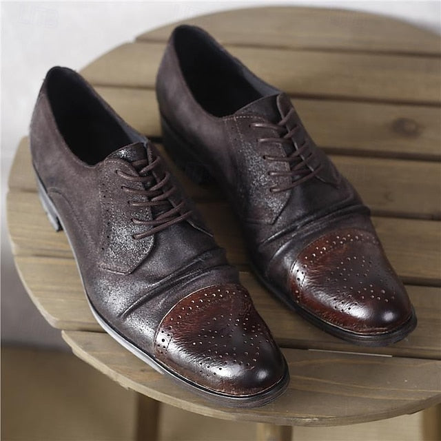 Vintage Shoes Genuine Brogue Oxford Leather Men's