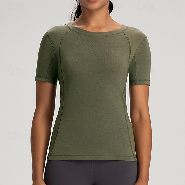 Women's Yoga T-shirt Workout Tops Round Neckline Breathable