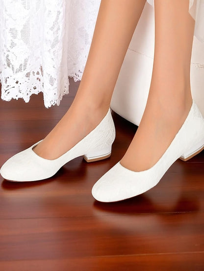 Lace Wedding Ivory Flats Heel Women's Low