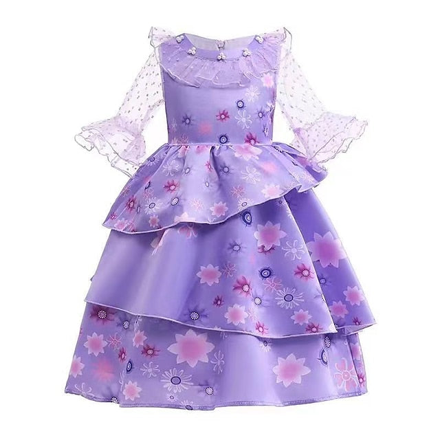 Madrigal Flower Princess Encanto Girl Isabela Dress Fairytale