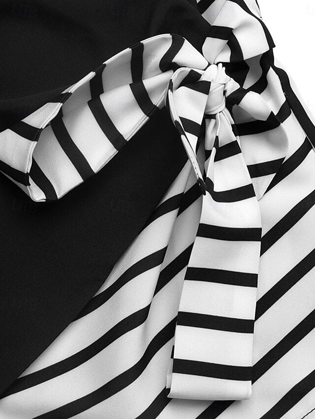 Women's Blouse Lace up Print Striped Elegant Stylish Casual