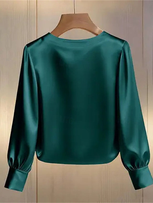 Women's Blouse Dressy Tops Ruched Patchwork Beaded Solid