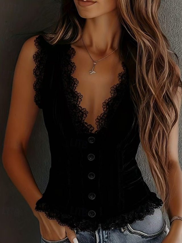 Women's Blouse Lace Tops Lace Plain Stylish Sexy Modern