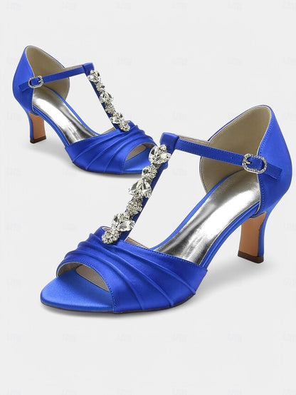 Detail Bridal White – with Crystal Open-Toe Satin Heels