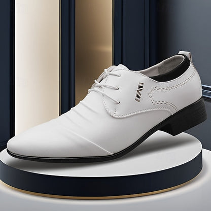 White Lace-Up Men's for Formal Elegant Shoes