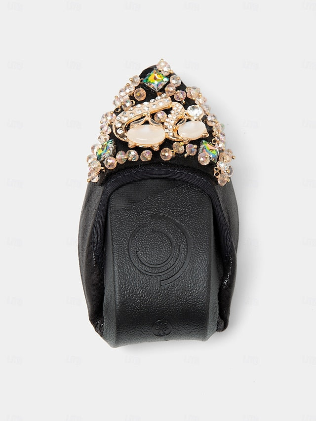 with Foldable Women's Black Ballet Flats Rhinestone