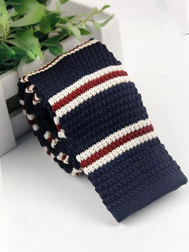 Stylish Christmas Men's Woven - Tie Knit Neck Stripe