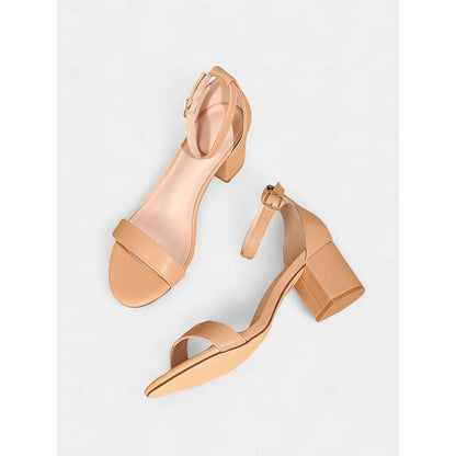 Gold Glitter Block Stylish Ankle Women's Heel Sandals with