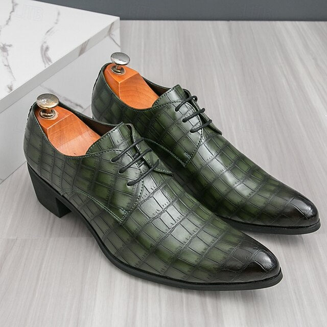 Pattern Red Leather – Crocodile Faux Shoes Men's