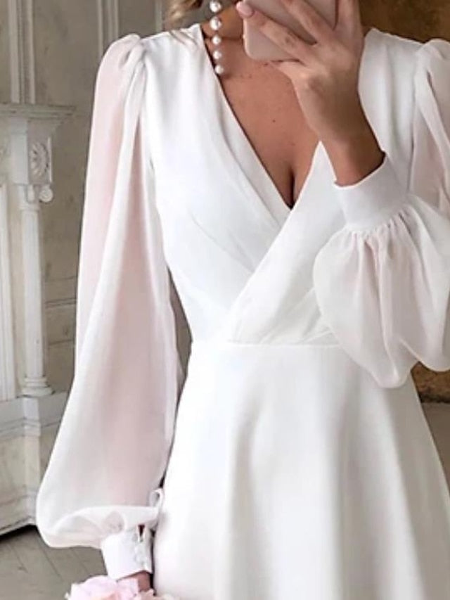 A-Line Ankle Length Little White Dress Party Dresses Bridal