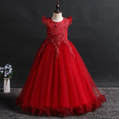 Girls' Sleeveless Girl Dress Kids Flower Jacquard