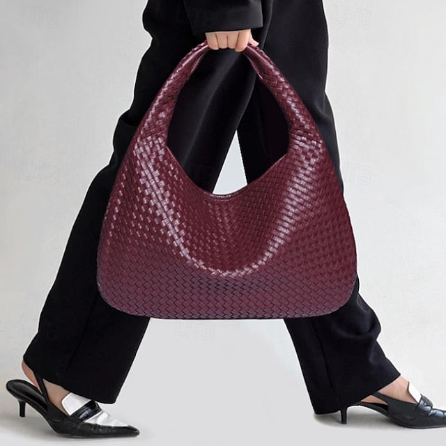 Hobo Leather Burgundy Women's Bag – Woven Faux Chic