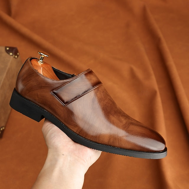 Leather Business Shoes Men's Slip-On Loafers Brown