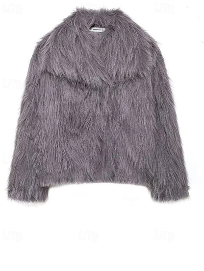 Comfortable Furs Coat Faux Women's Fur Warm Buttons