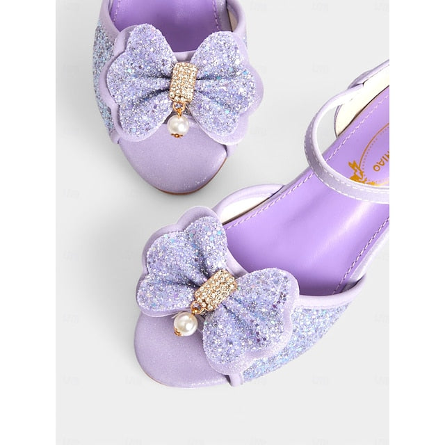 with Accent Sandals Bow Girls' Purple Pearl Glitter