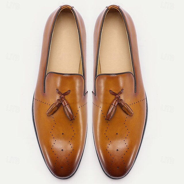 Classic Light Tassel Men's – Brown Leather Loafers