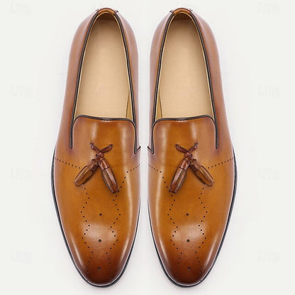 Classic Light Tassel Men's – Brown Leather Loafers