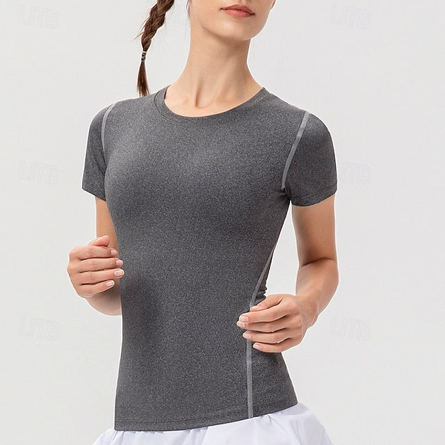 Women's Sweatshirt Tee / T-shirt Yoga Top Crew Neck Quick